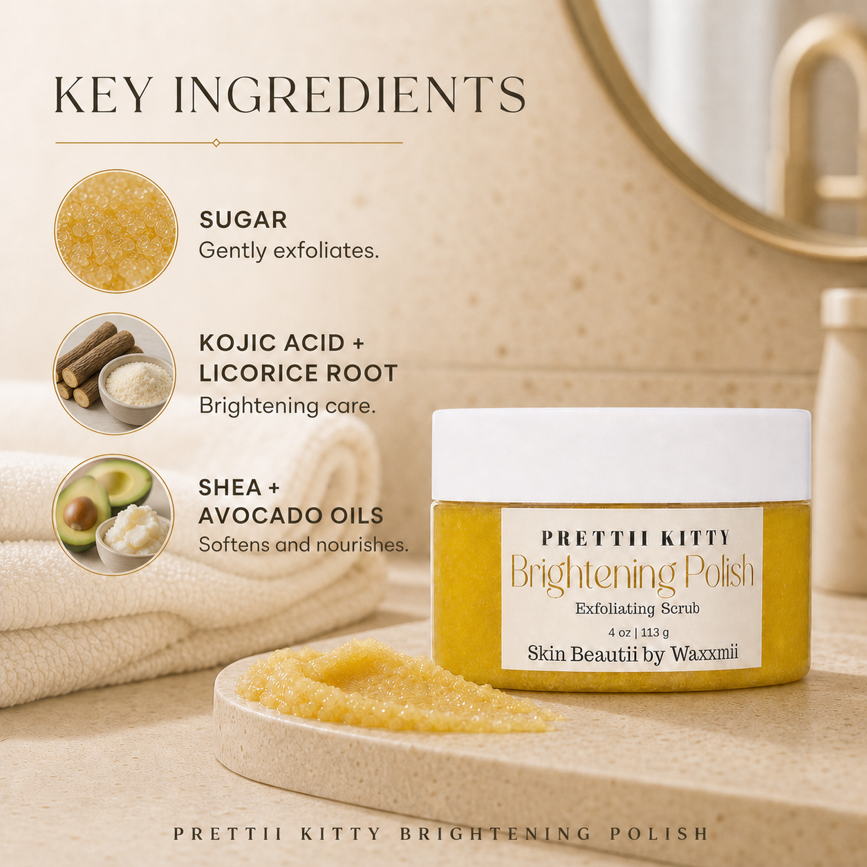 Prettii Kitty Brightening Polish Exfoliating Body Scrub
