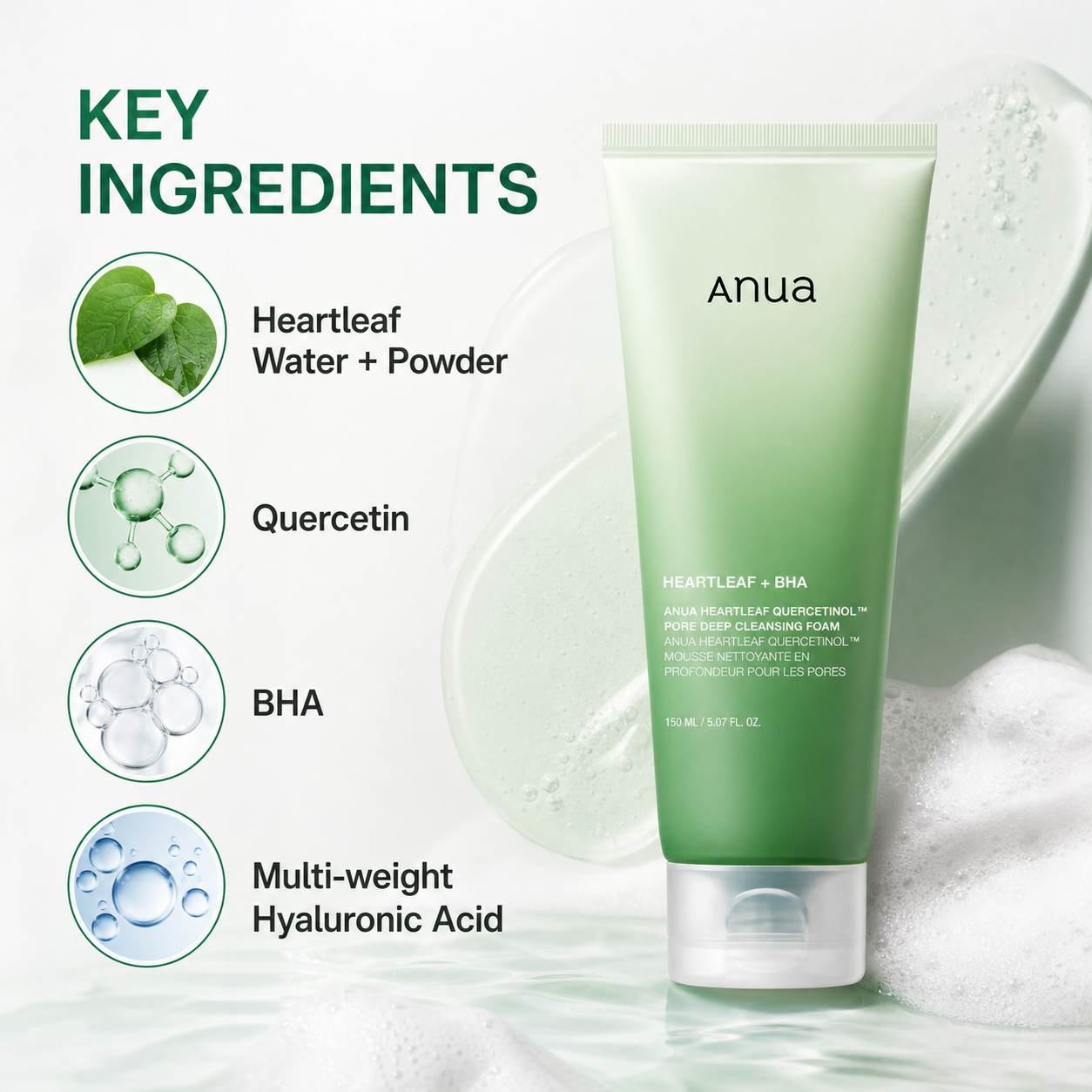 Anua Heartleaf Quercetinol Pore Cleansing Foam 150ml