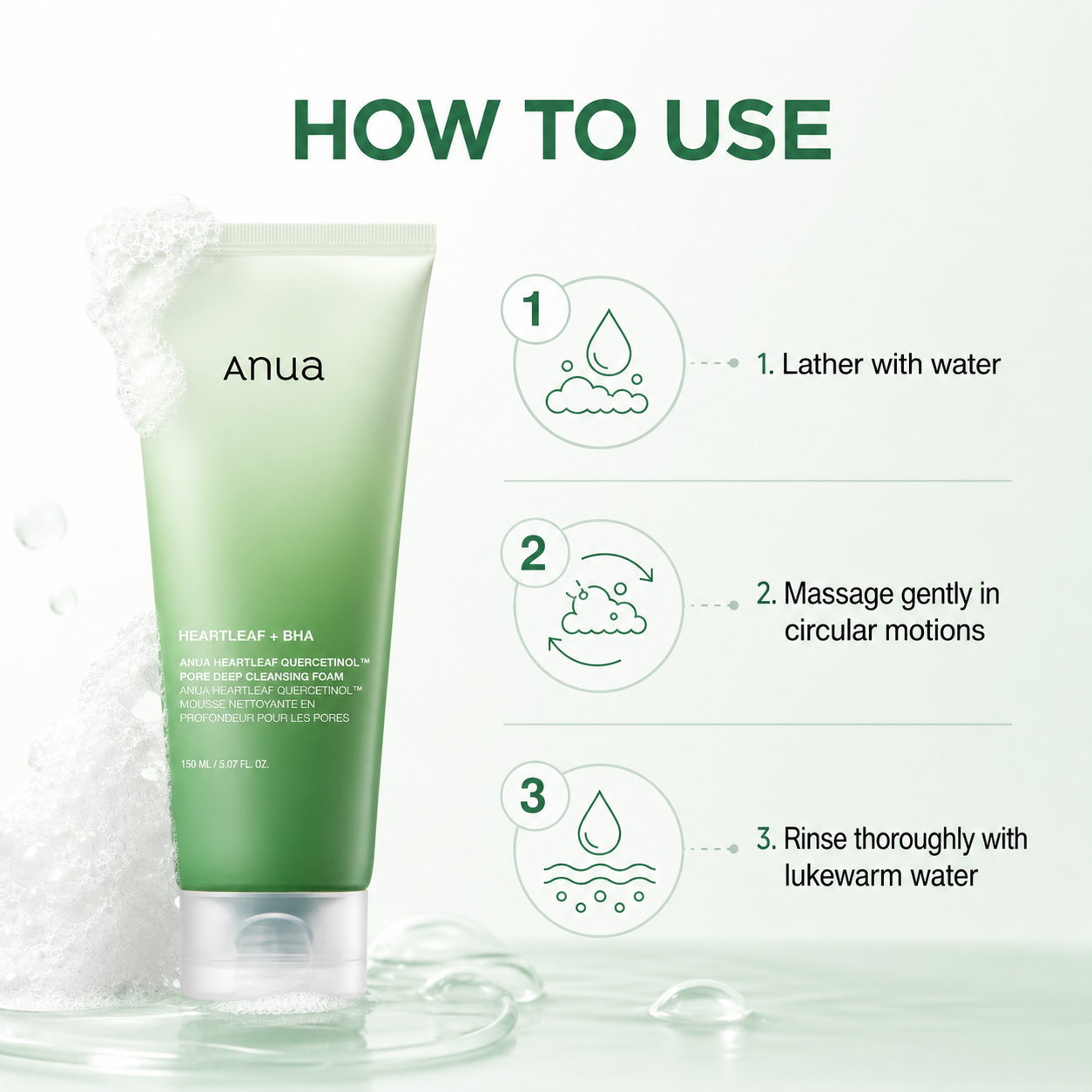 Anua Heartleaf Quercetinol Pore Cleansing Foam 150ml