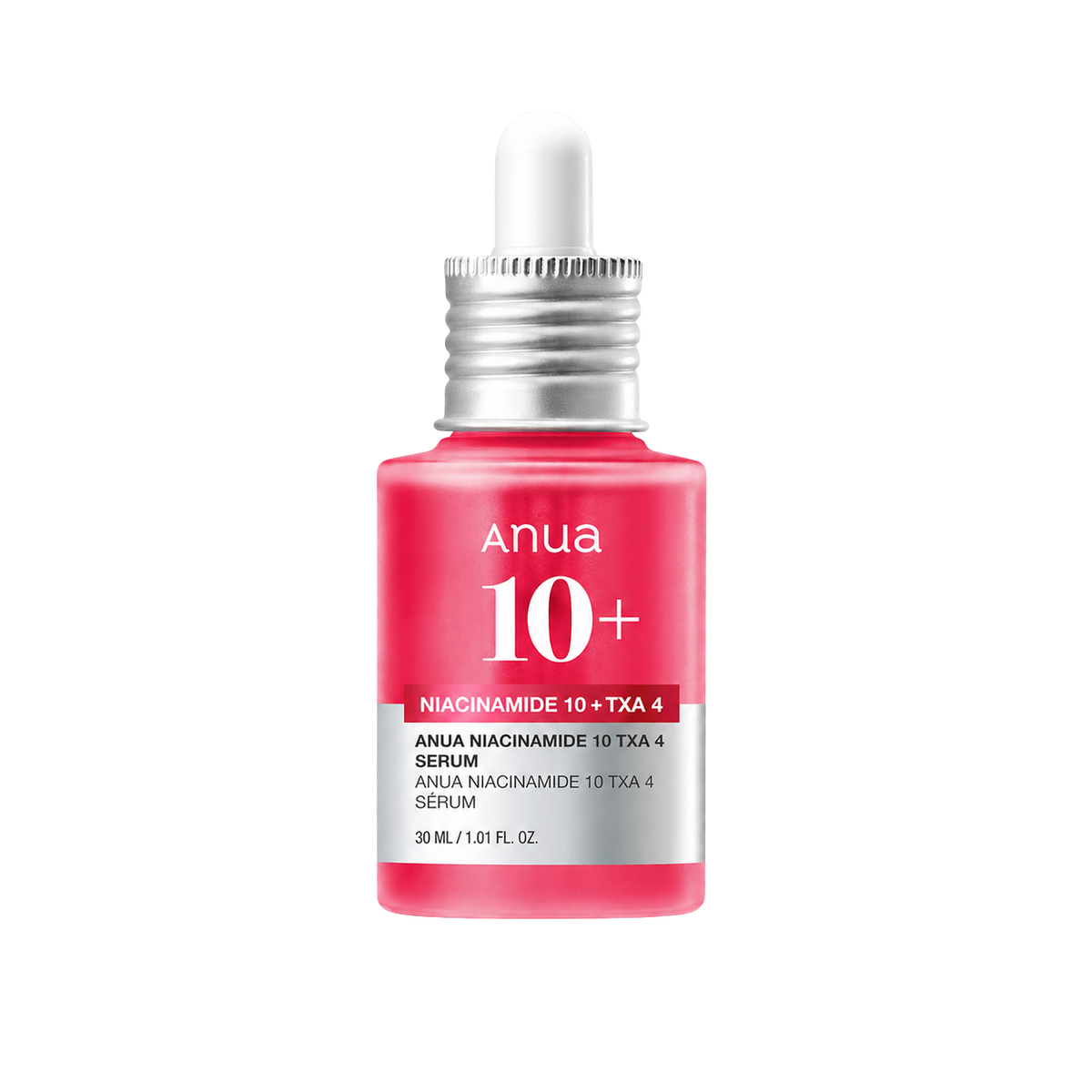 Anua Niacinamide 10% + TXA 4% Serum 30ml product packaging on a white background.