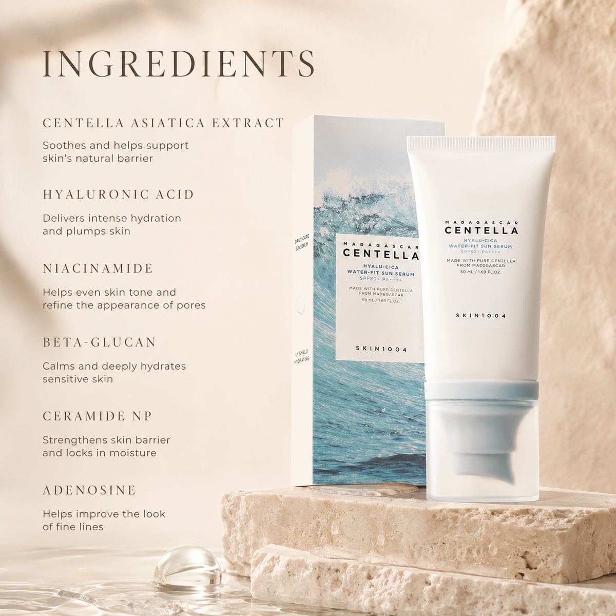SKIN1004 Madagascar Centella Hyalu-Cica Water-Fit Sun Serum 100ml